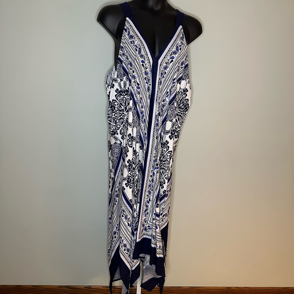 Blue and white handkerchief sun dress. 3X (30/33) Denim 24/7